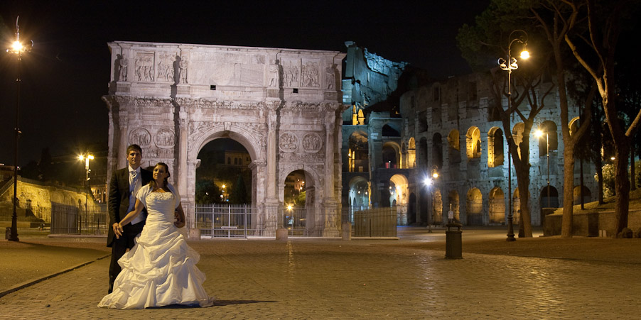 servizio fotografico di matrimonio di notte